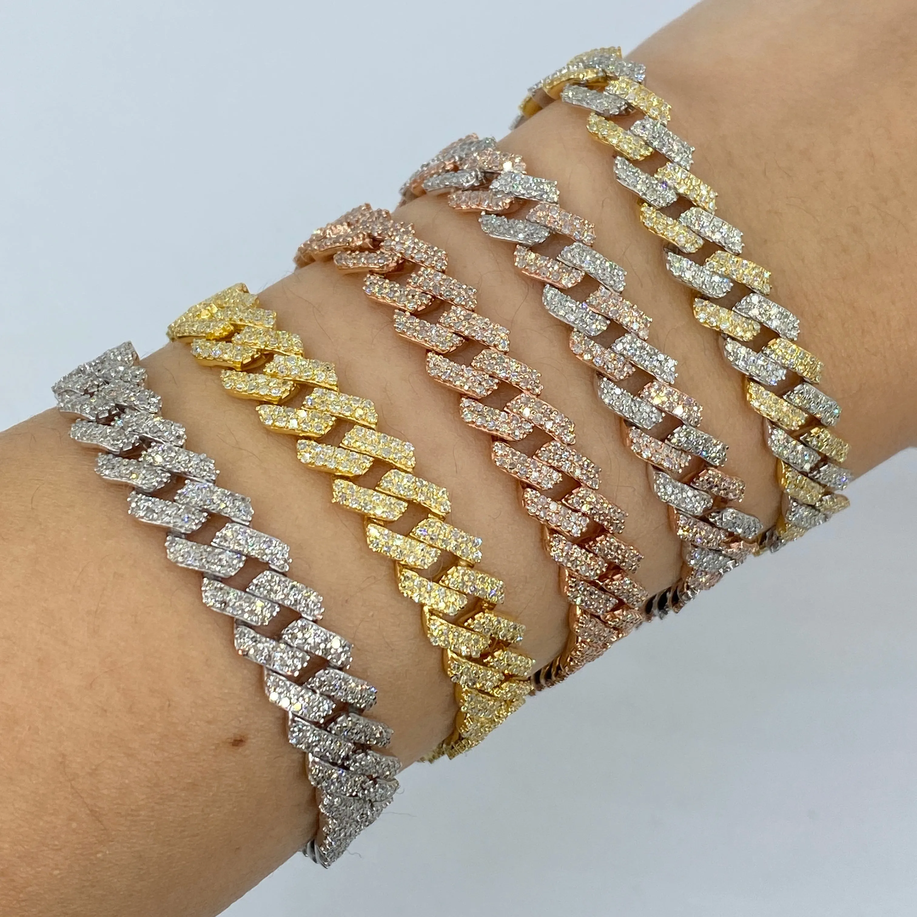 10K 8MM Cuban Link Diamond Bracelet 7.5"