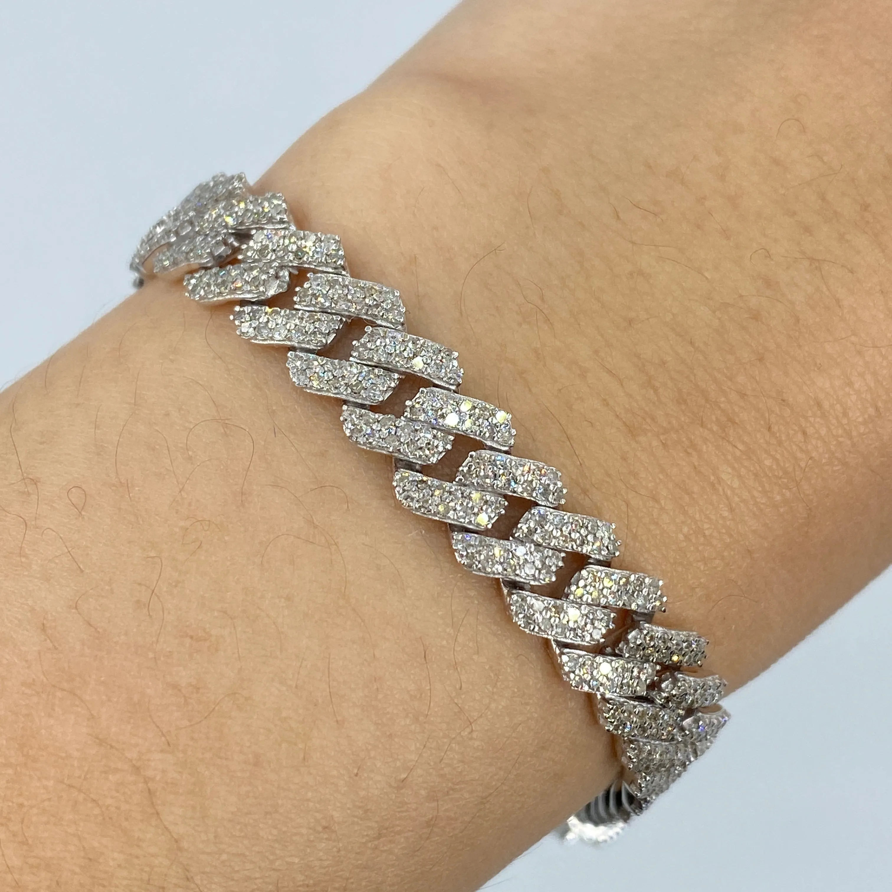 10K 8MM Cuban Link Diamond Bracelet 7.5"