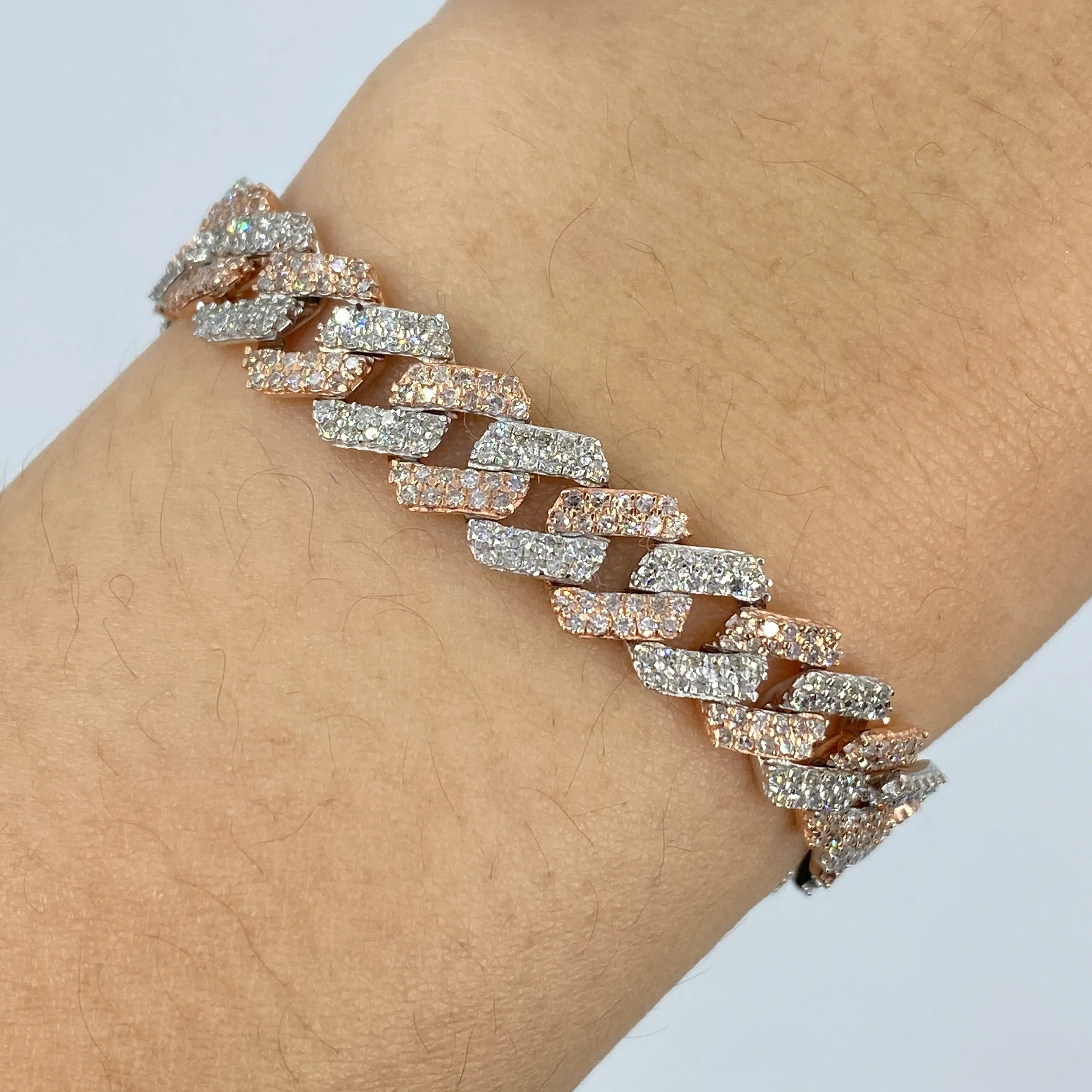 10K 8MM Cuban Link Diamond Bracelet 7.5"