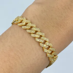 10K 8MM Cuban Link Diamond Bracelet 7.5"