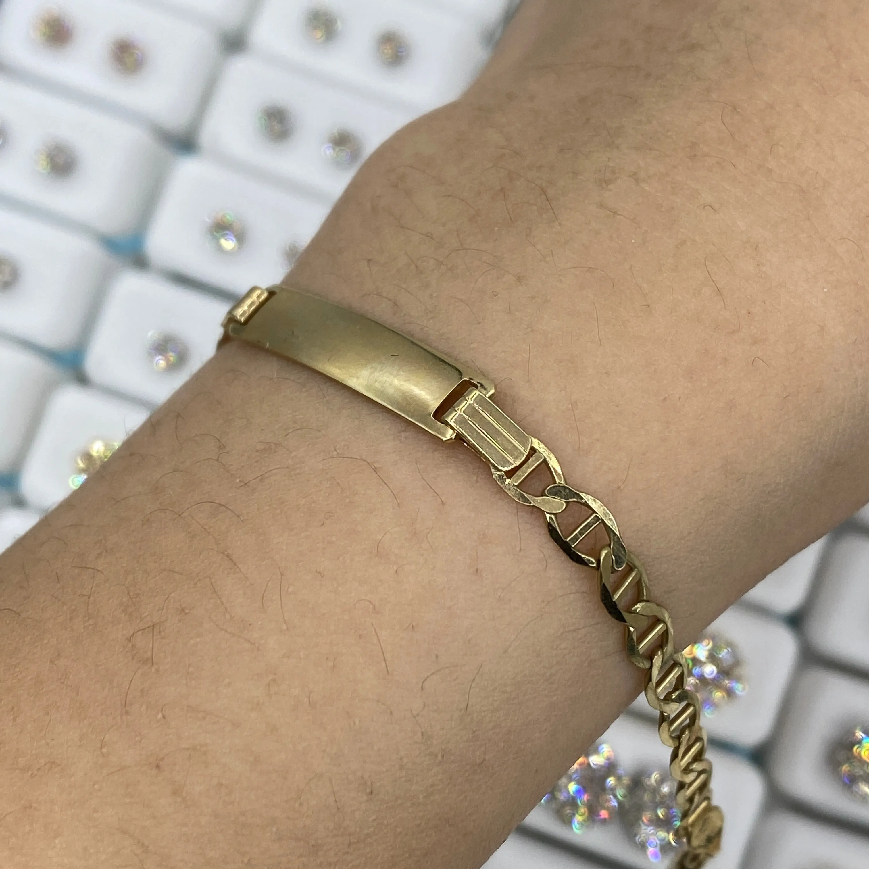 10K Custom Name Plate Mariner Link Baby Bracelet