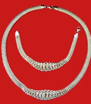 10K Real Gold Hollow DC Fancy Princess Necklace & Bracelet Set (17" & 7")