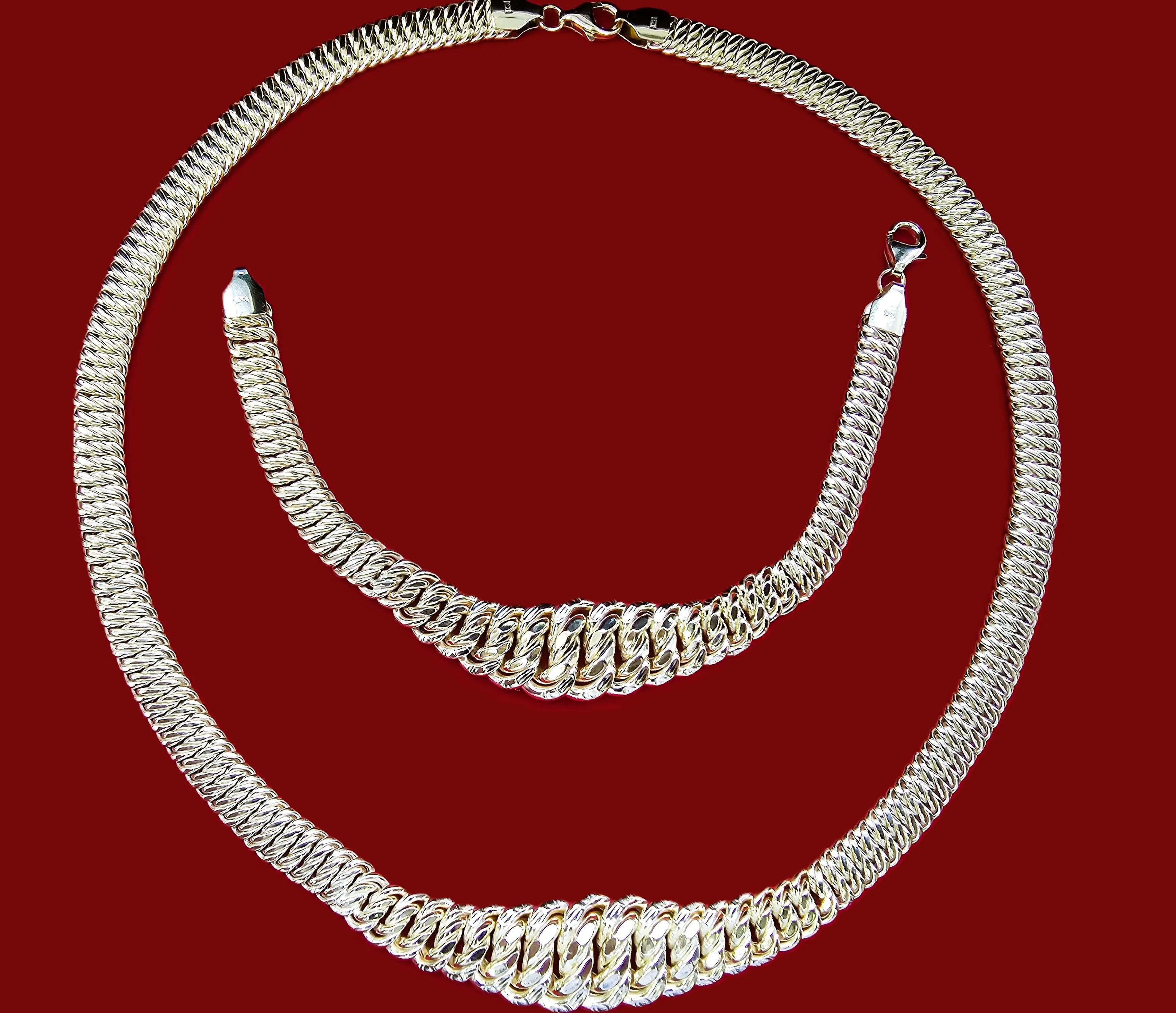 10K Real Gold Hollow DC Fancy Princess Necklace & Bracelet Set (17" & 7")