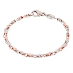 10k Rose & White Gold Handmade Fashion Link Bracelet 7"- 9" 4mm
