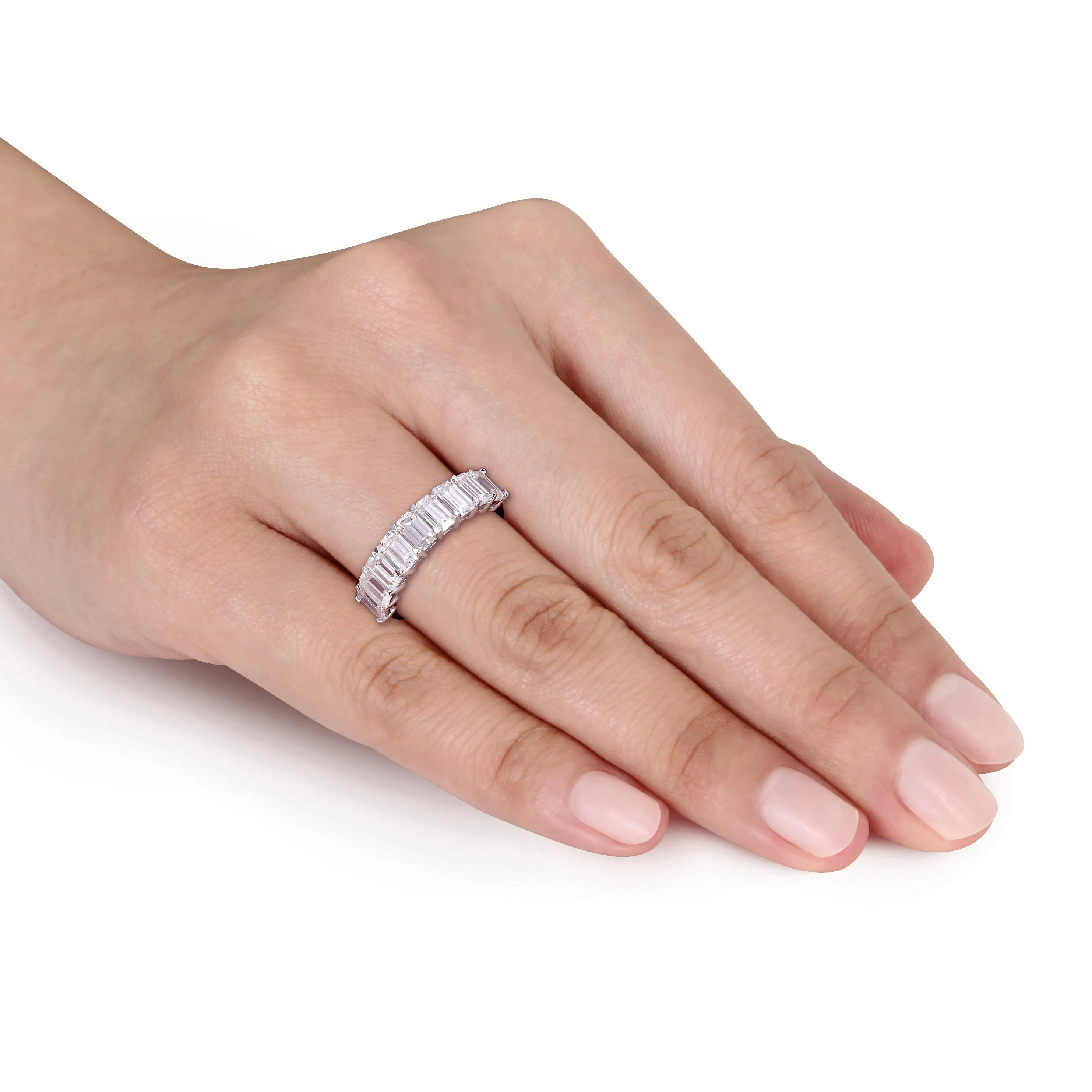 10K White Gold Moissanite Emerald Cut Ring