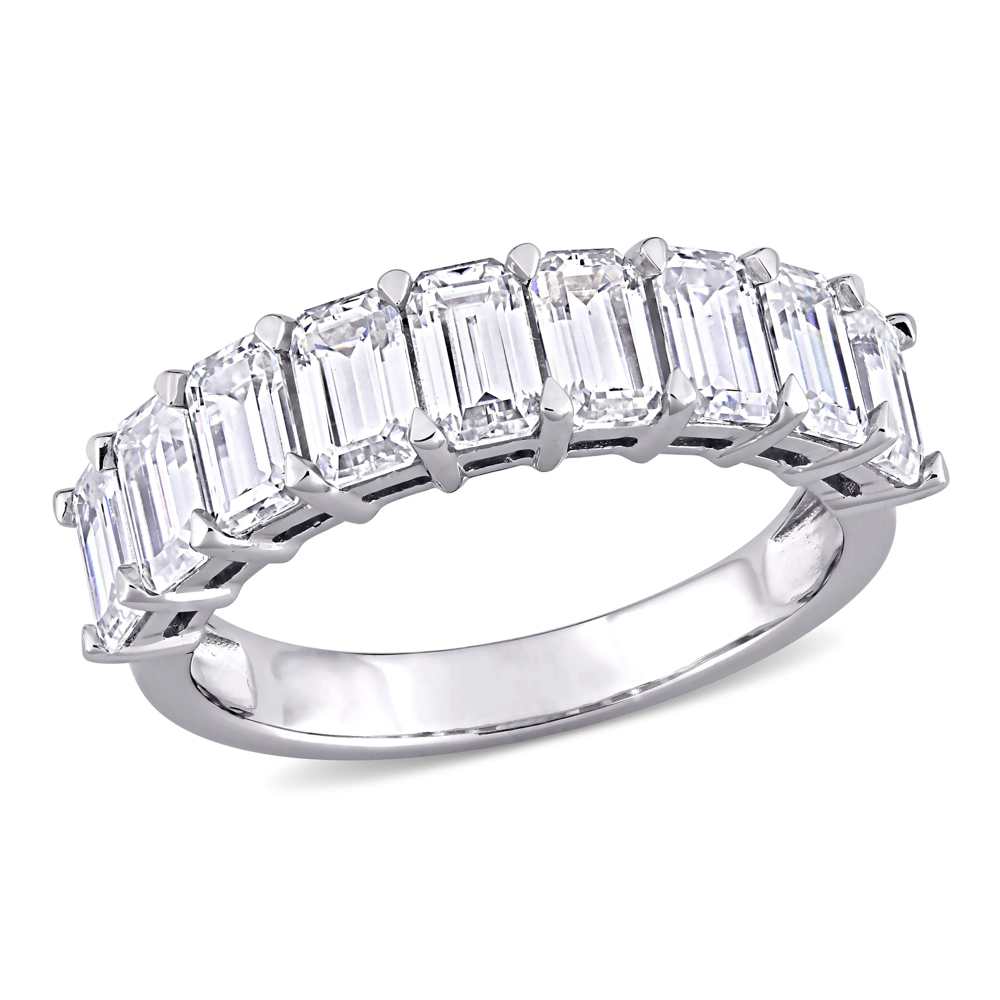 10K White Gold Moissanite Emerald Cut Ring