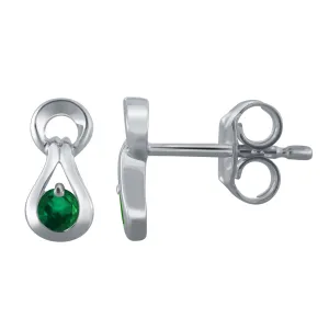 10k White Gold Round Emerald, Ruby or Sapphire Stud Earrings