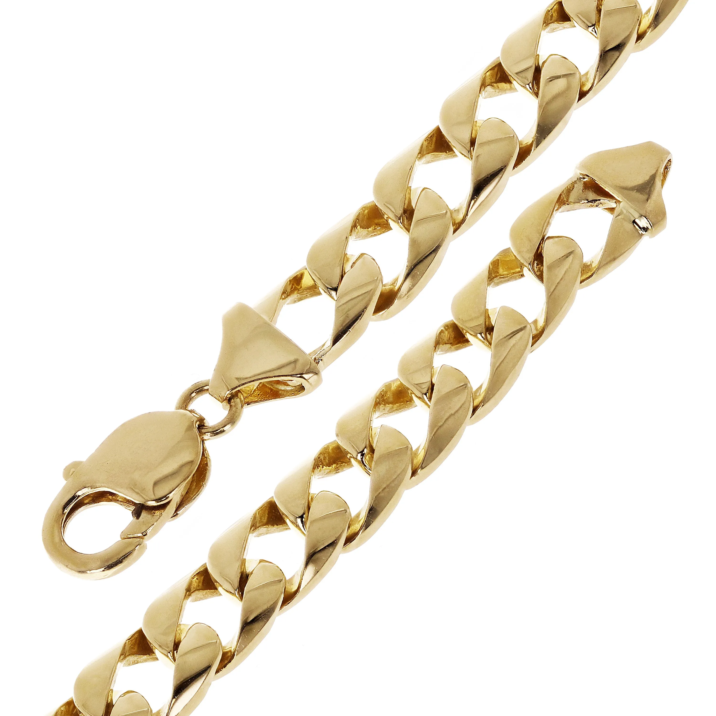 10k Yellow Gold Curb Link Chain Bracelet 10mm Various Lengths