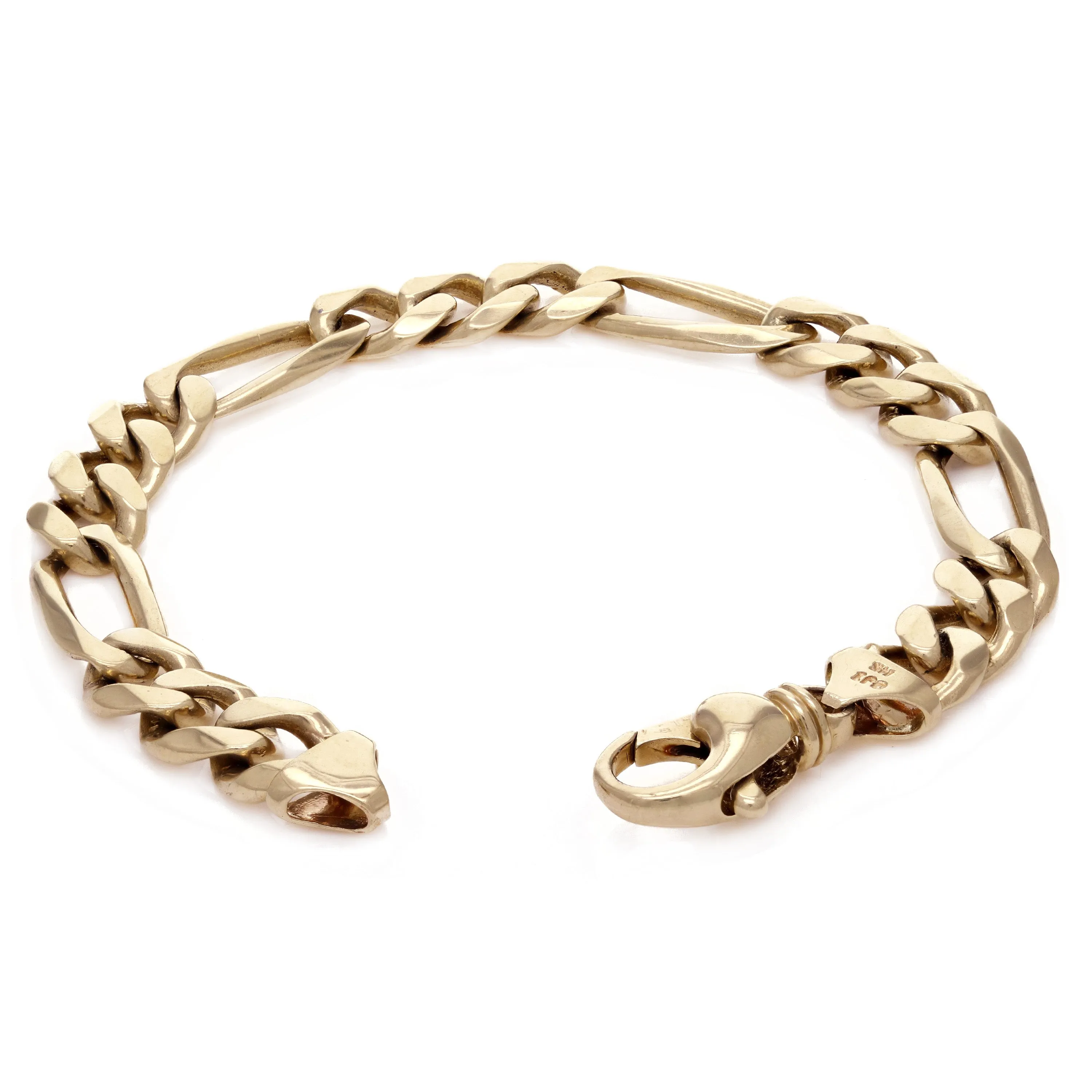 10k Yellow Gold Figaro Chain Bracelet Heavy Solid Gold 7" 10.5mm 31.3 grams Various Lengths