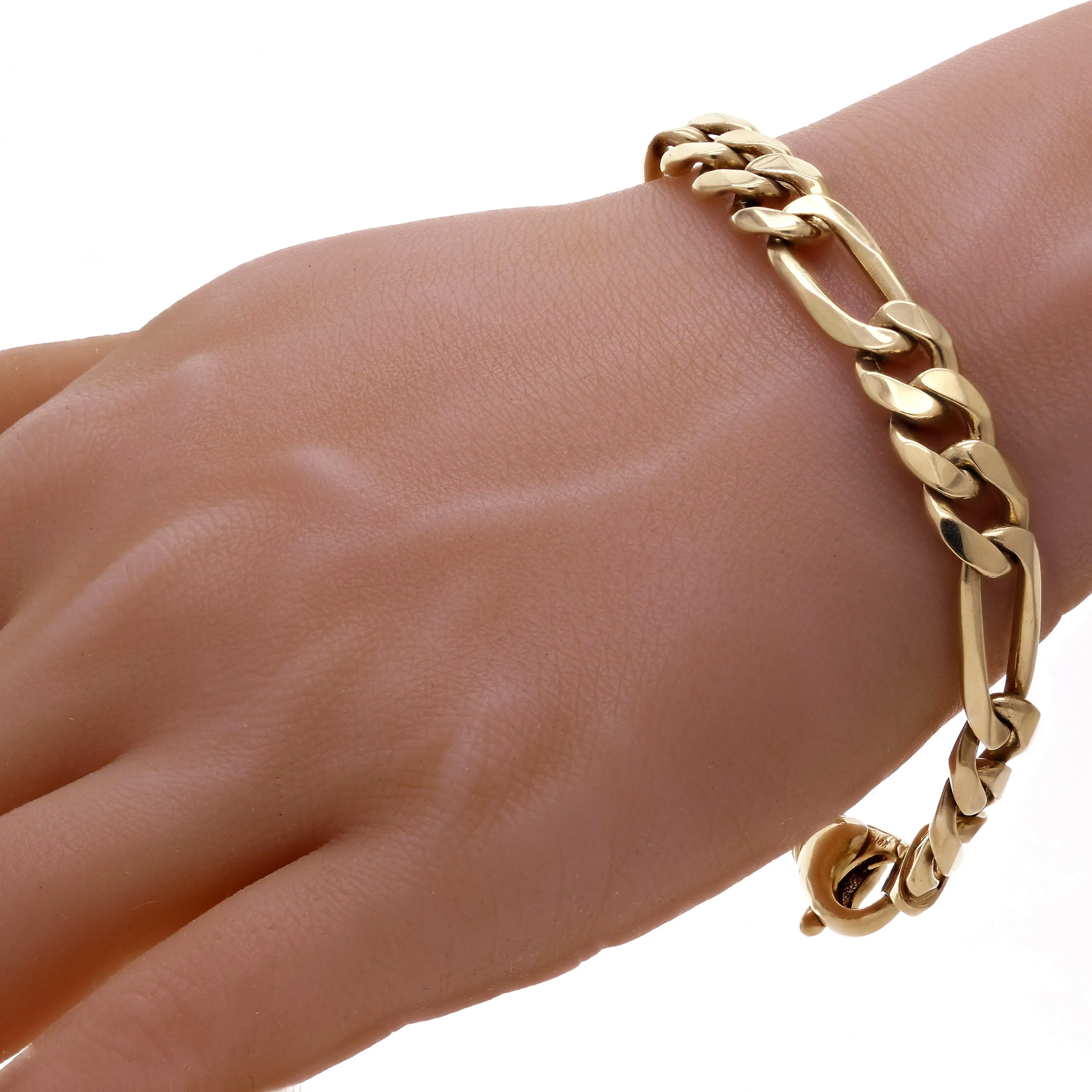 10k Yellow Gold Figaro Chain Bracelet Heavy Solid Gold 7" 10.5mm 31.3 grams Various Lengths