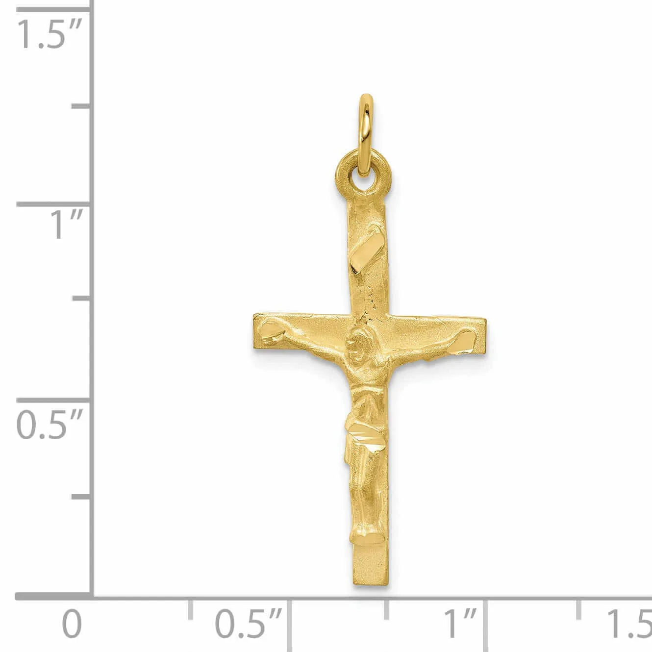 10k Yellow Gold Polished Satin Crucifix Pendant