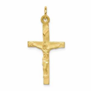 10k Yellow Gold Polished Satin Crucifix Pendant