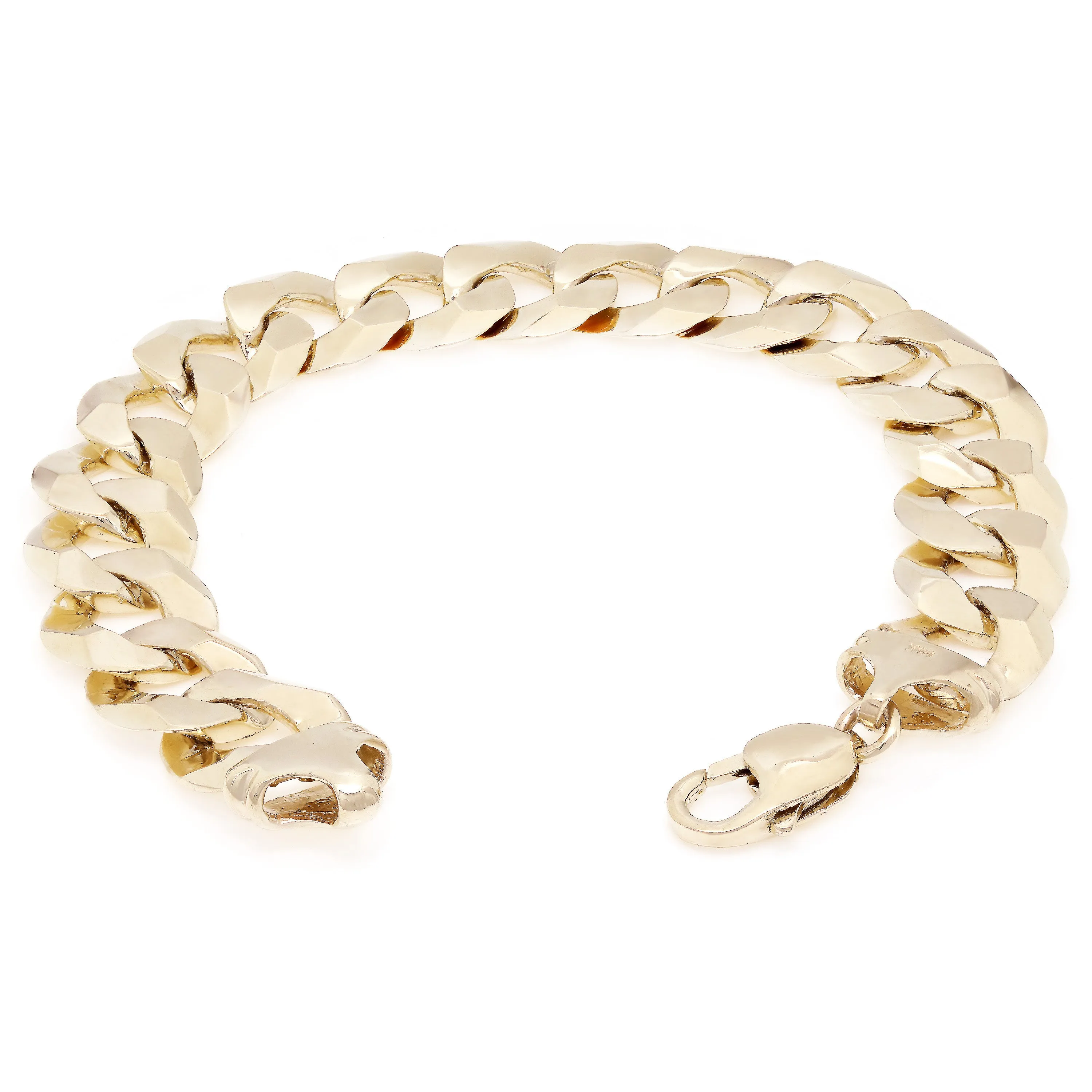 10k Yellow Gold Solid Flat Cuban Curb Chain Bracelet 7" - 9" 15.4mm