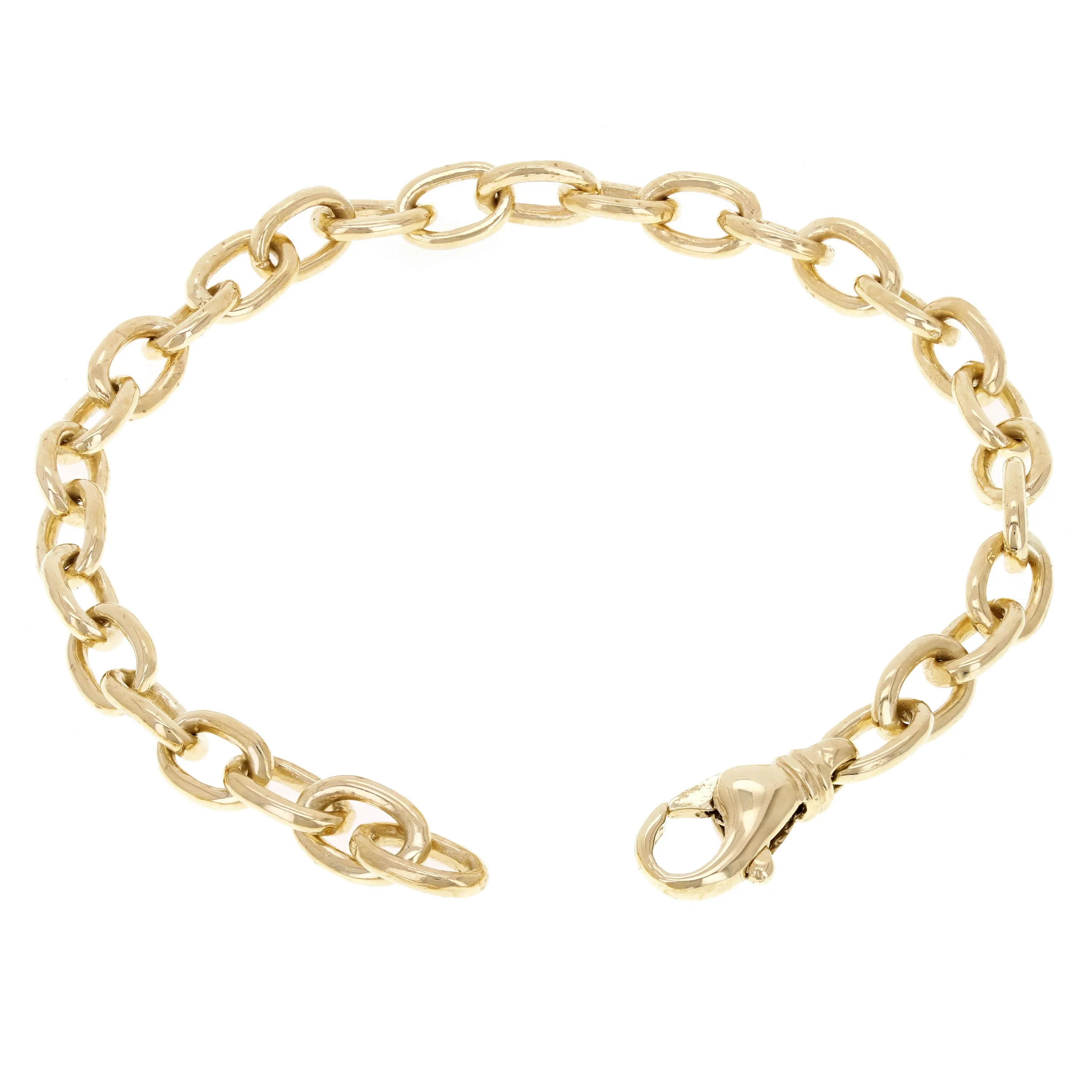 10k Yellow Gold Solid Handmade Oval Link Chain Bracelet 7" - 9" 6.9mm