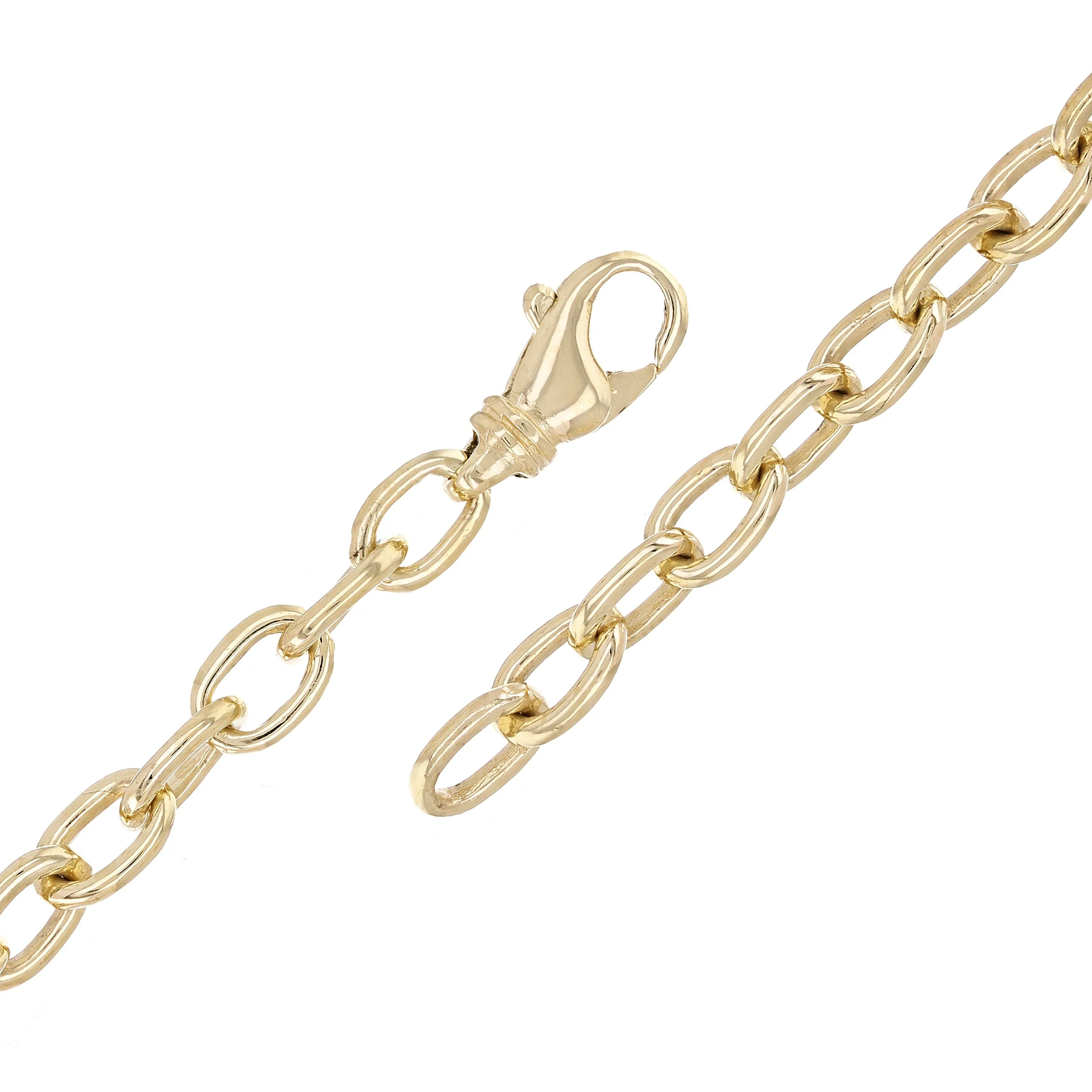 10k Yellow Gold Solid Handmade Oval Link Chain Bracelet 7" - 9" 6.9mm