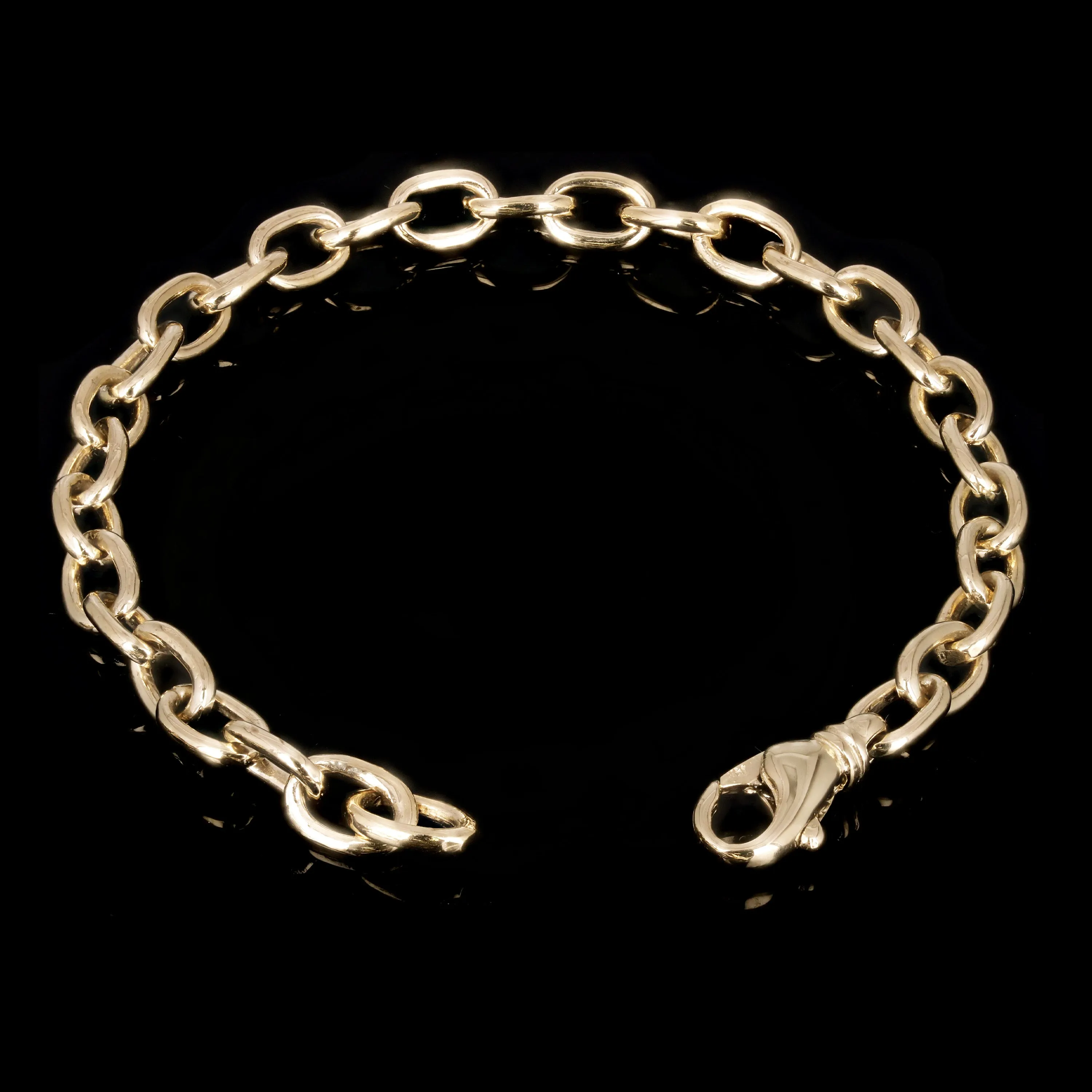 10k Yellow Gold Solid Handmade Oval Link Chain Bracelet 7" - 9" 6.9mm