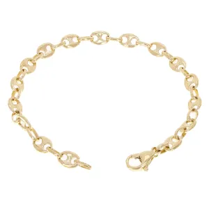 10k Yellow Gold Solid  Mariner Anchor Link Chain Bracelet 7" - 9" 6.4mm