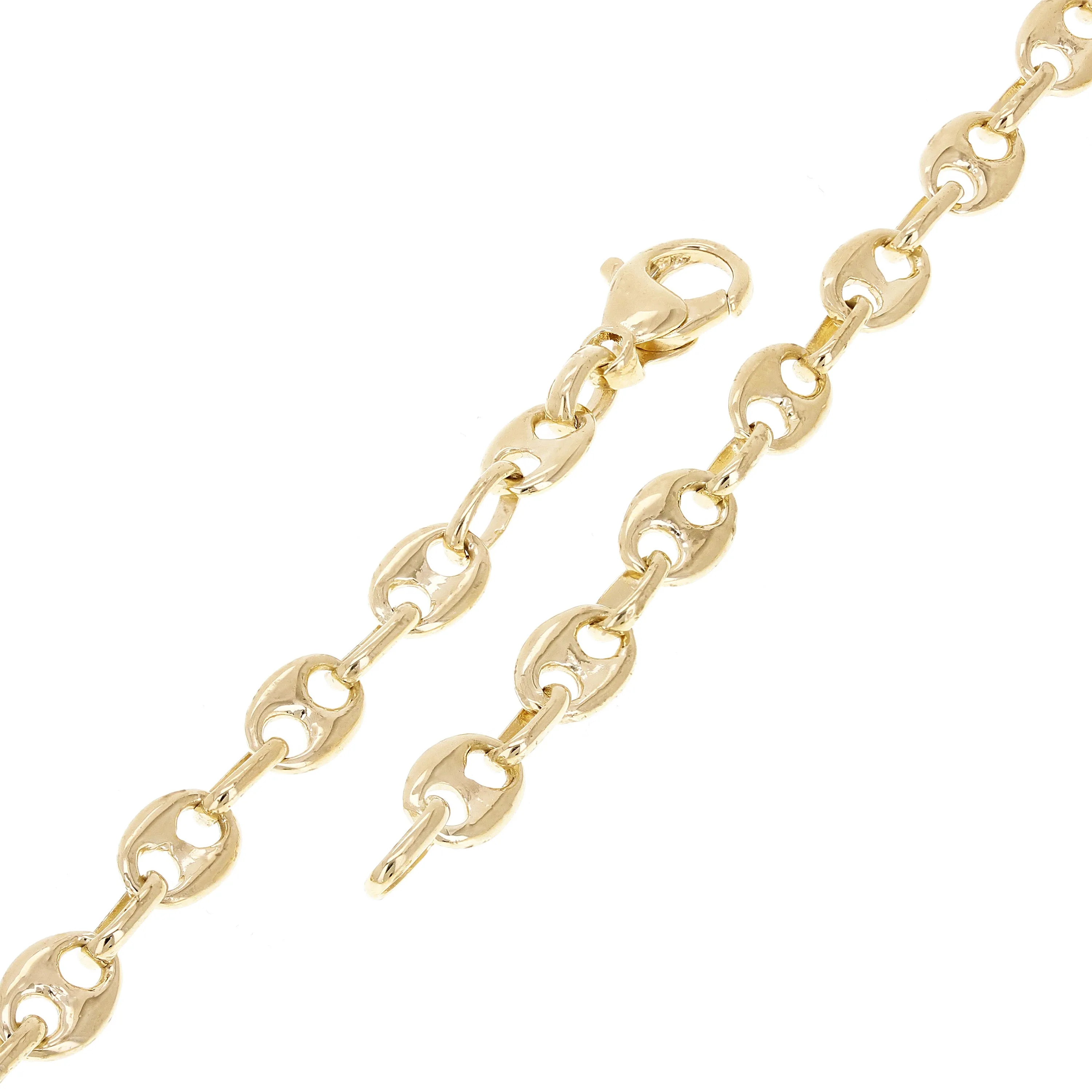 10k Yellow Gold Solid  Mariner Anchor Link Chain Bracelet 7" - 9" 6.4mm