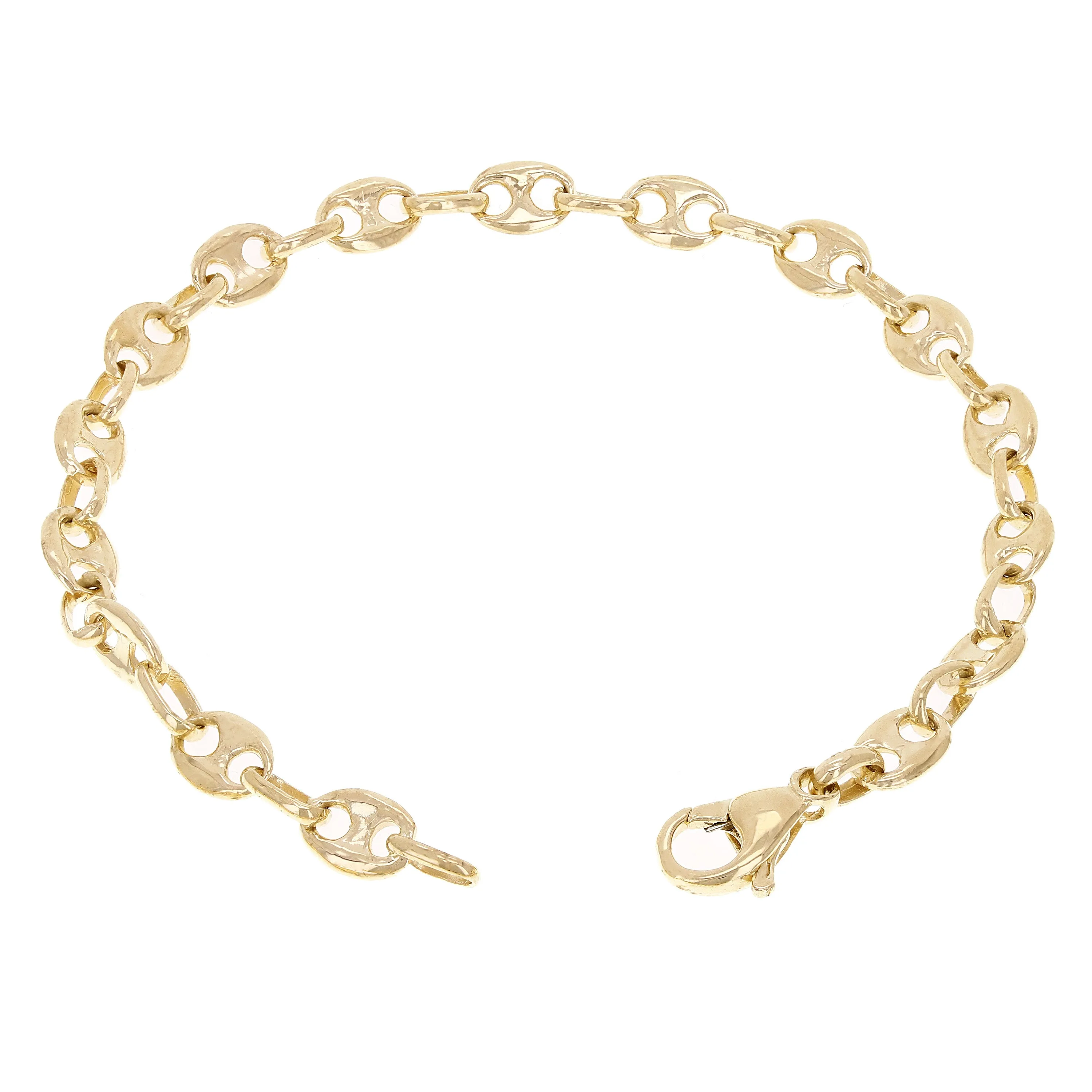 10k Yellow Gold Solid  Mariner Anchor Link Chain Bracelet 7" - 9" 6.4mm