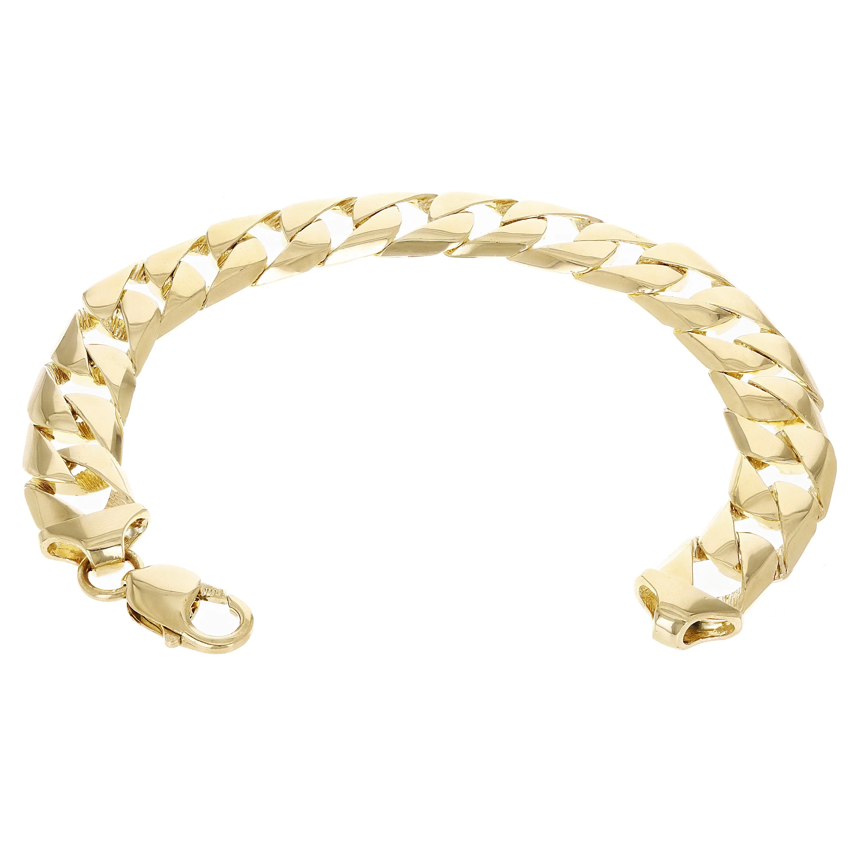 10K Yellow Gold Square Curb Cuban Link Chain Bracelet 7" - 9.5" 12.7mm
