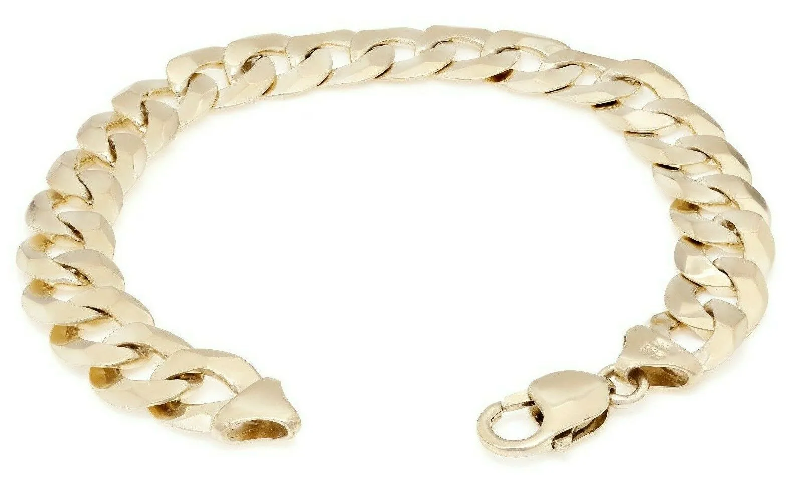 10k Yellow White or Rose Gold Flat Cuban Curb Link Chain Bracelet 7" - 9" 9mm