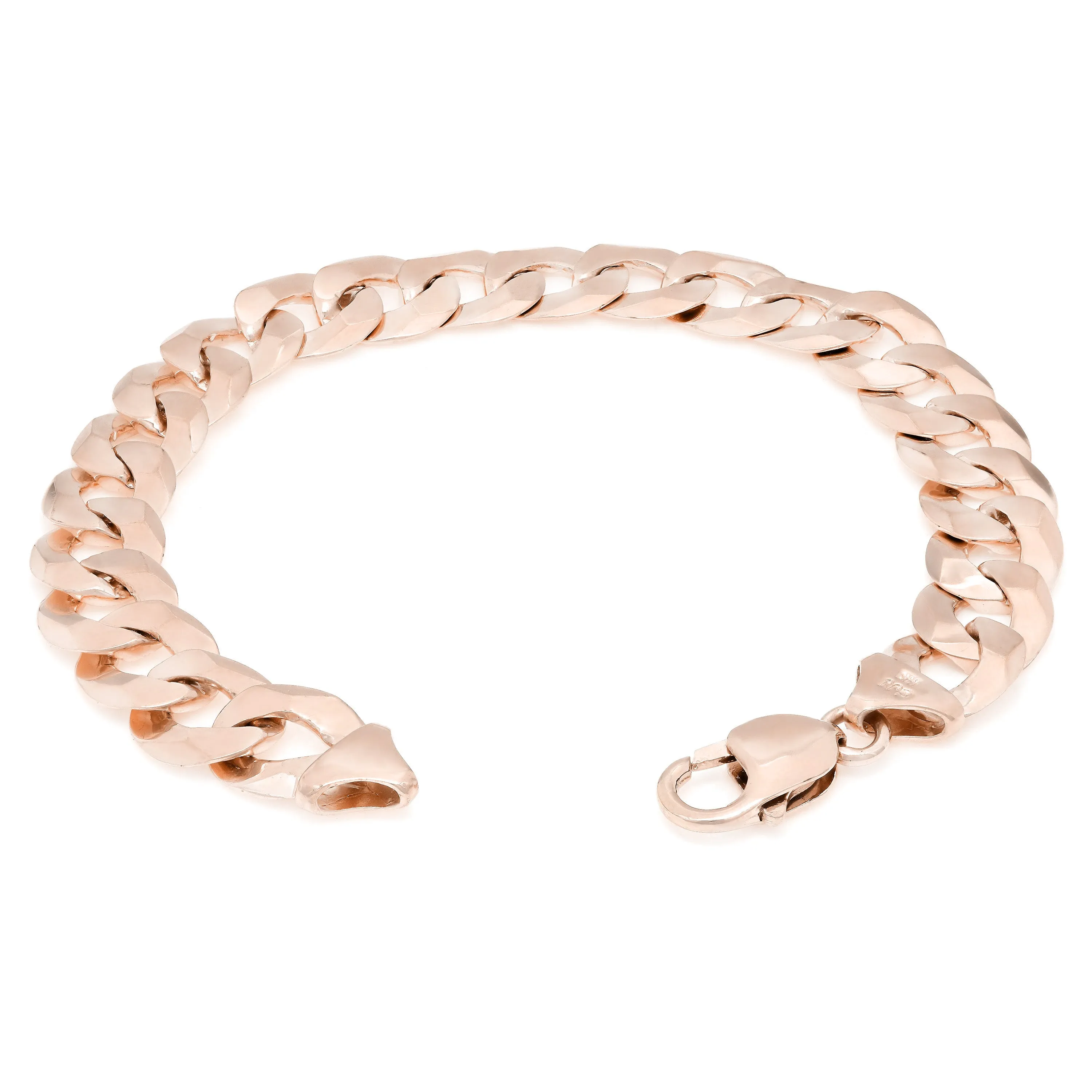 10k Yellow White or Rose Gold Flat Cuban Curb Link Chain Bracelet 7" - 9" 9mm