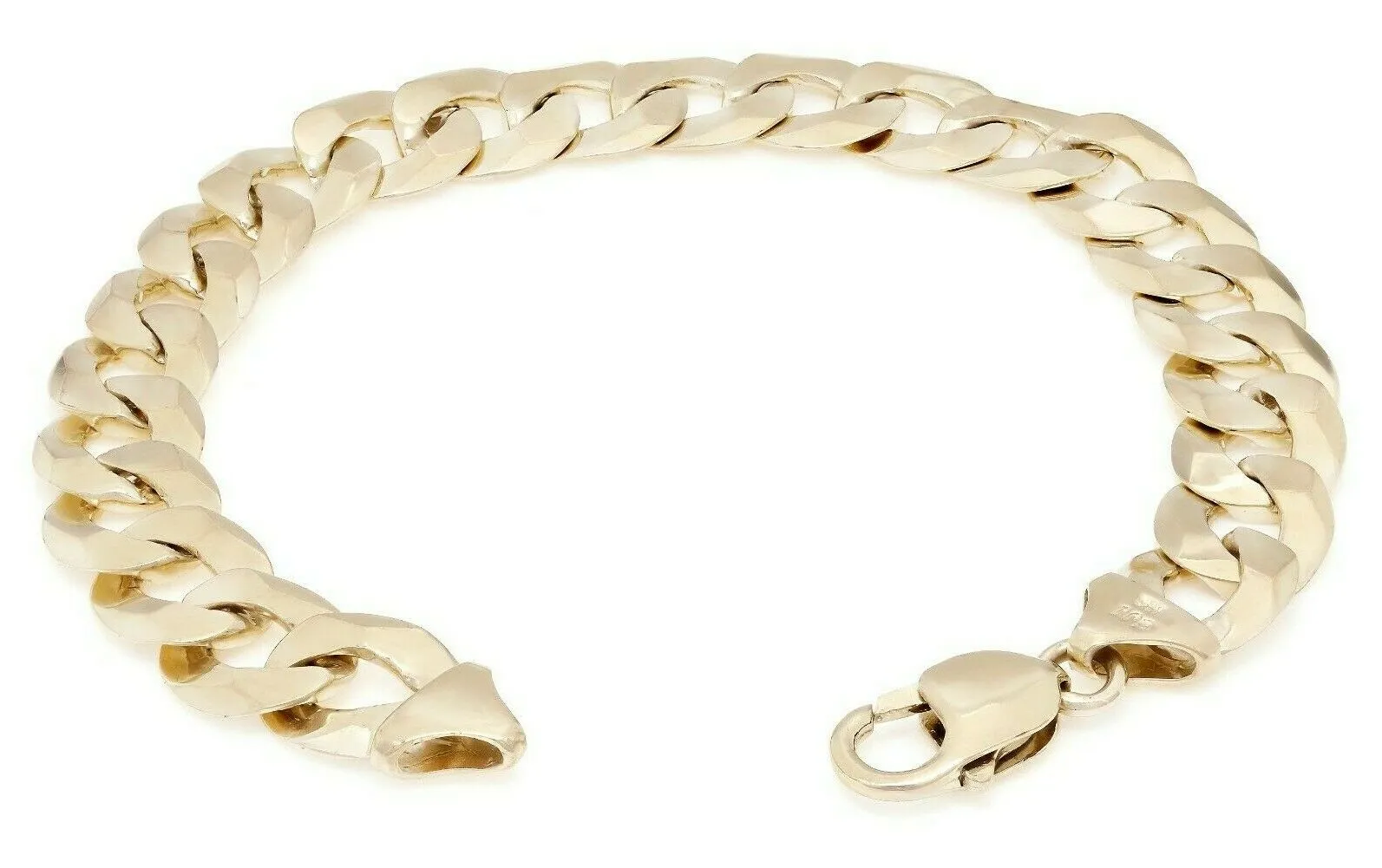 10k Yellow White or Rose Gold Flat Cuban Curb Link Chain Bracelet 7" - 9" 9mm