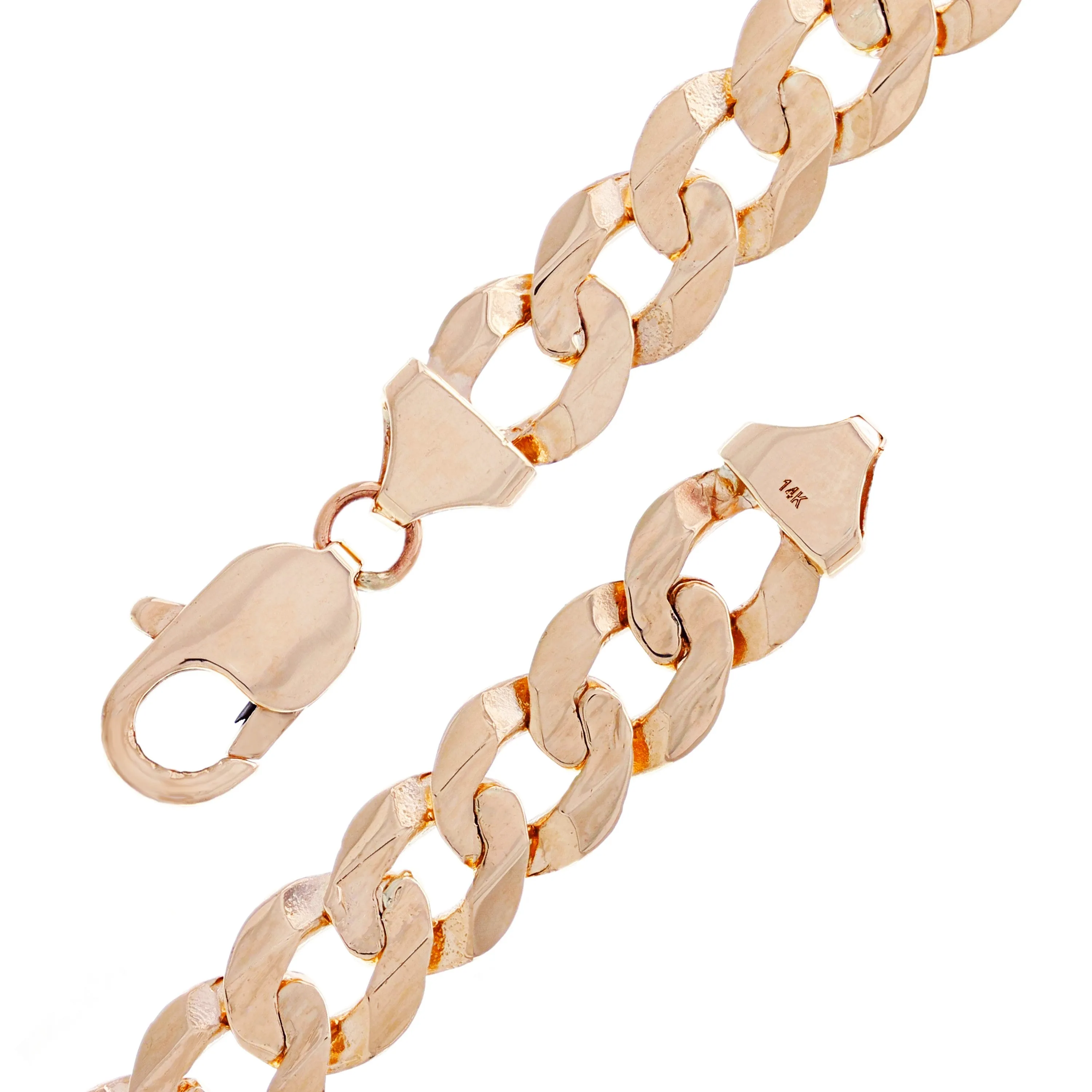 10k Yellow White or Rose Gold Flat Cuban Curb Link Chain Bracelet 7" - 9" 9mm
