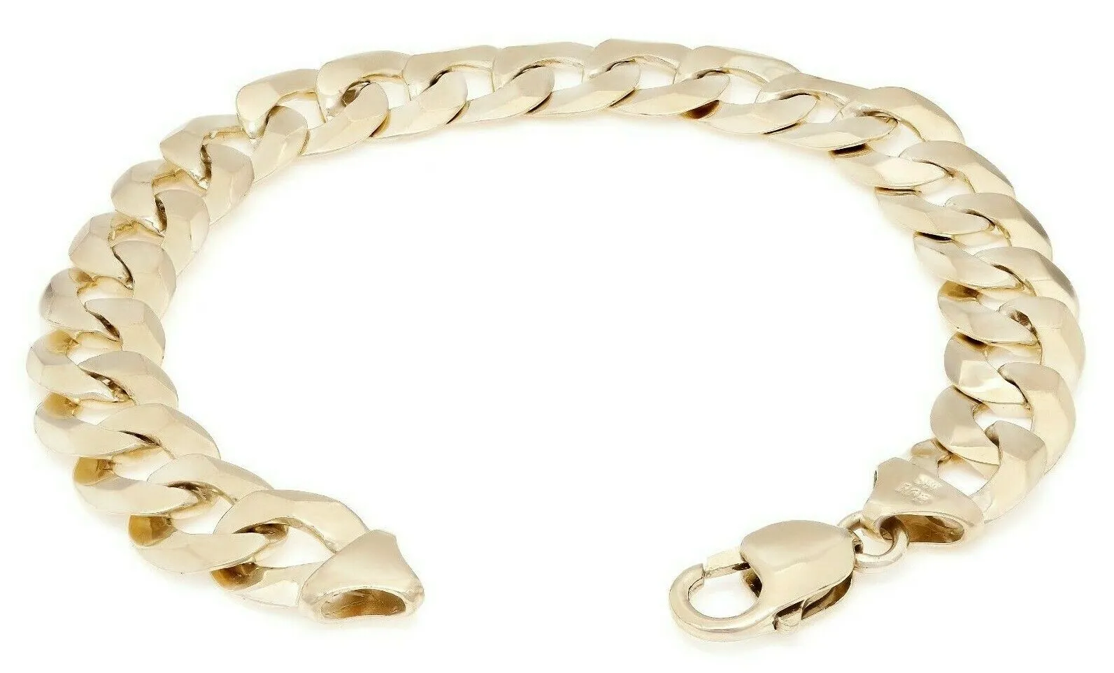 10k Yellow White or Rose Gold Flat Cuban Curb Link Chain Bracelet 7" - 9" 9mm