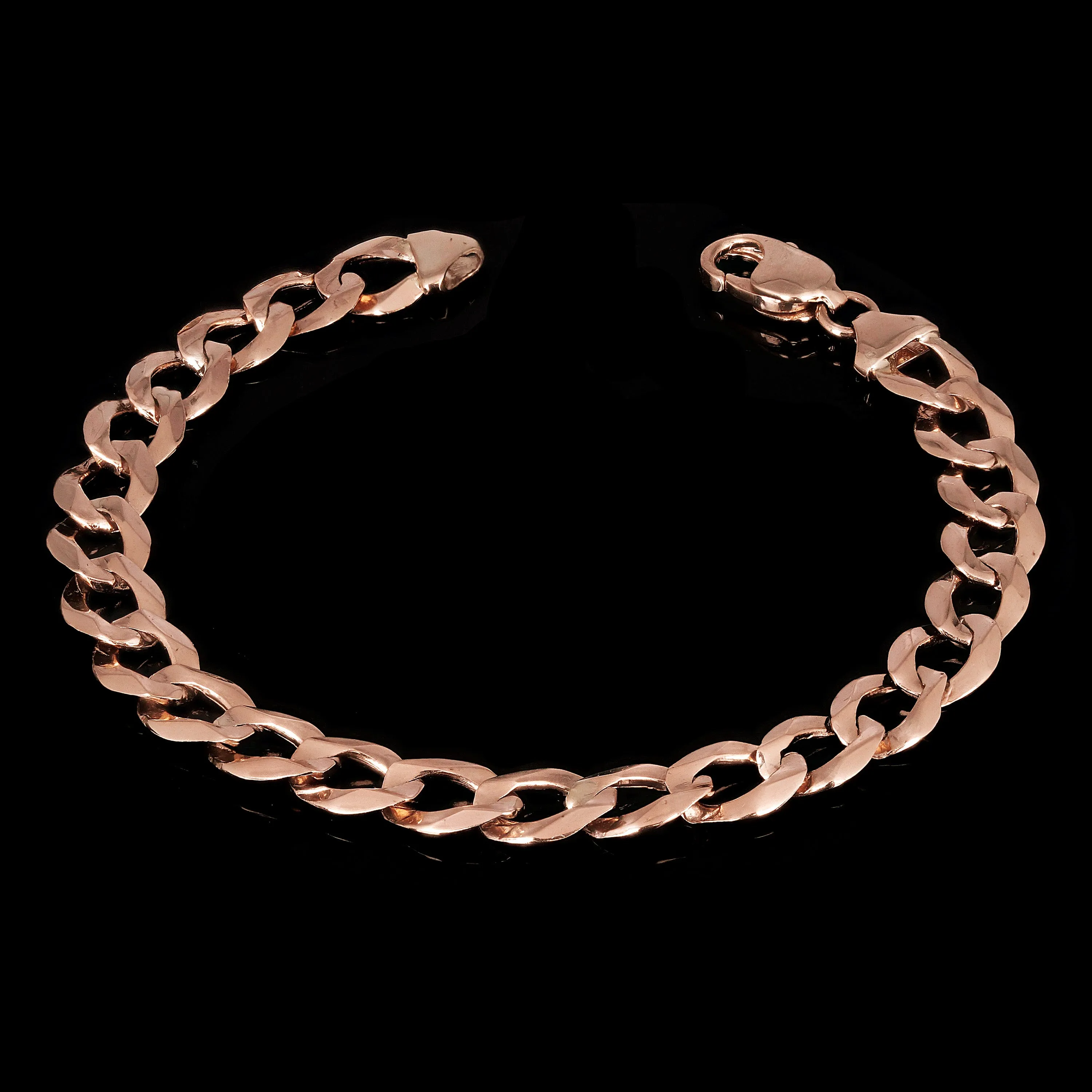 10k Yellow White or Rose Gold Flat Cuban Curb Link Chain Bracelet 7" - 9" 9mm
