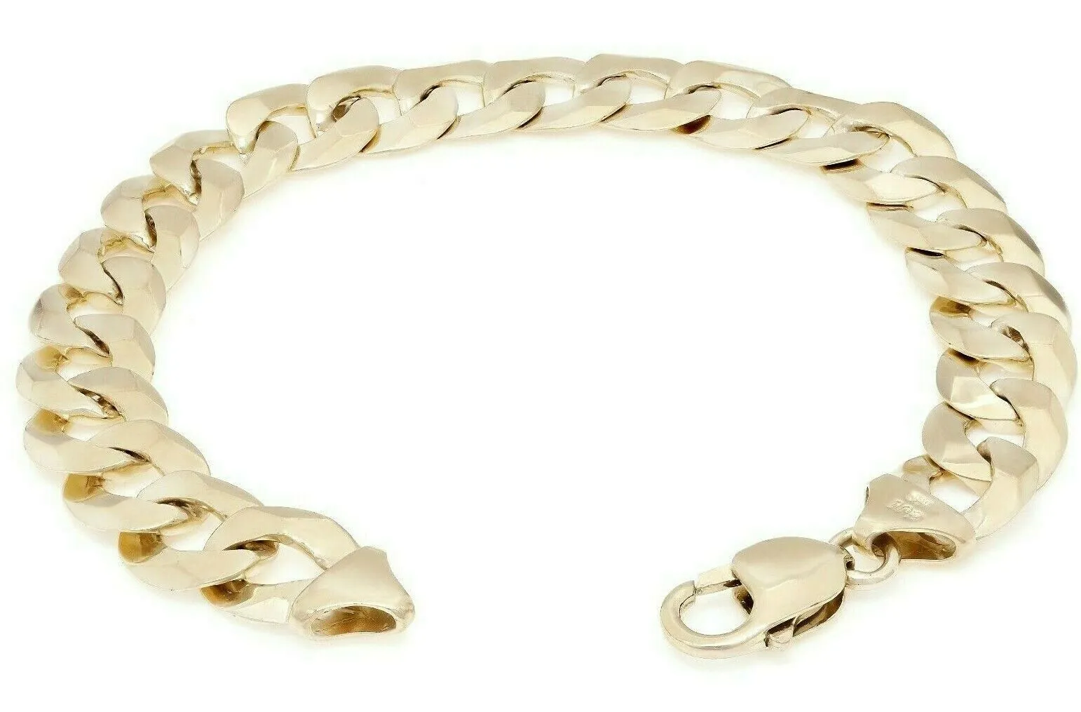 10k Yellow White or Rose Gold Flat Cuban Curb Link Chain Bracelet 7" - 9" 9mm