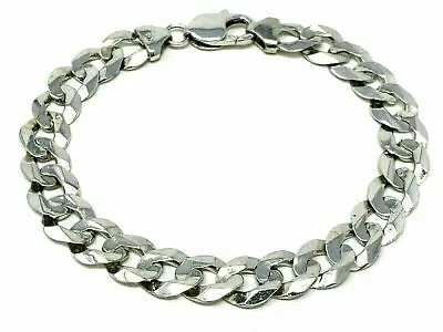 10k Yellow White or Rose Gold Flat Cuban Curb Link Chain Bracelet 7" - 9" 9mm