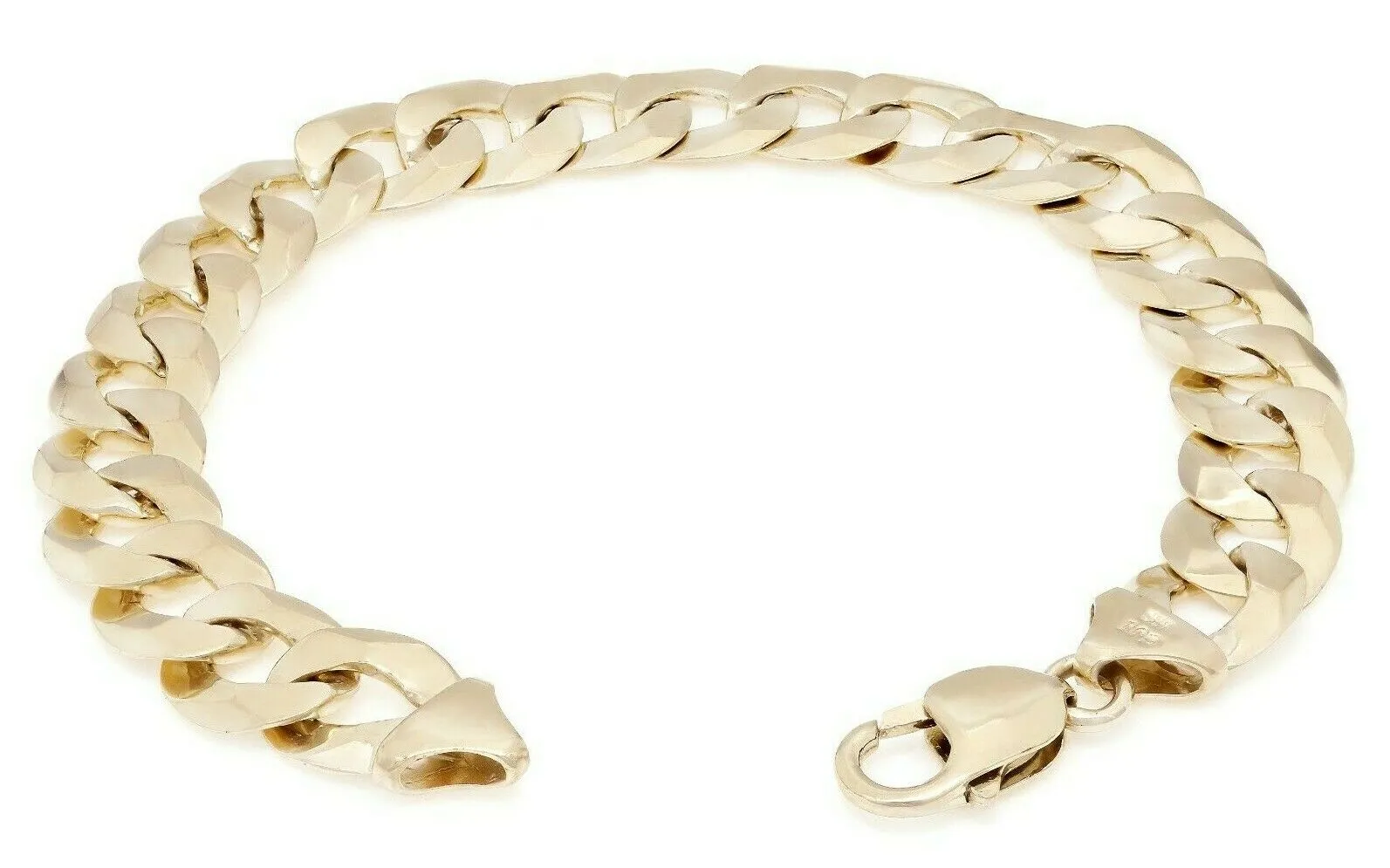 10k Yellow White or Rose Gold Flat Cuban Curb Link Chain Bracelet 7" - 9" 9mm