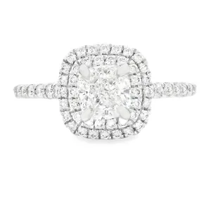 1.12ct 18k White Gold Double Halo Engagement Ring