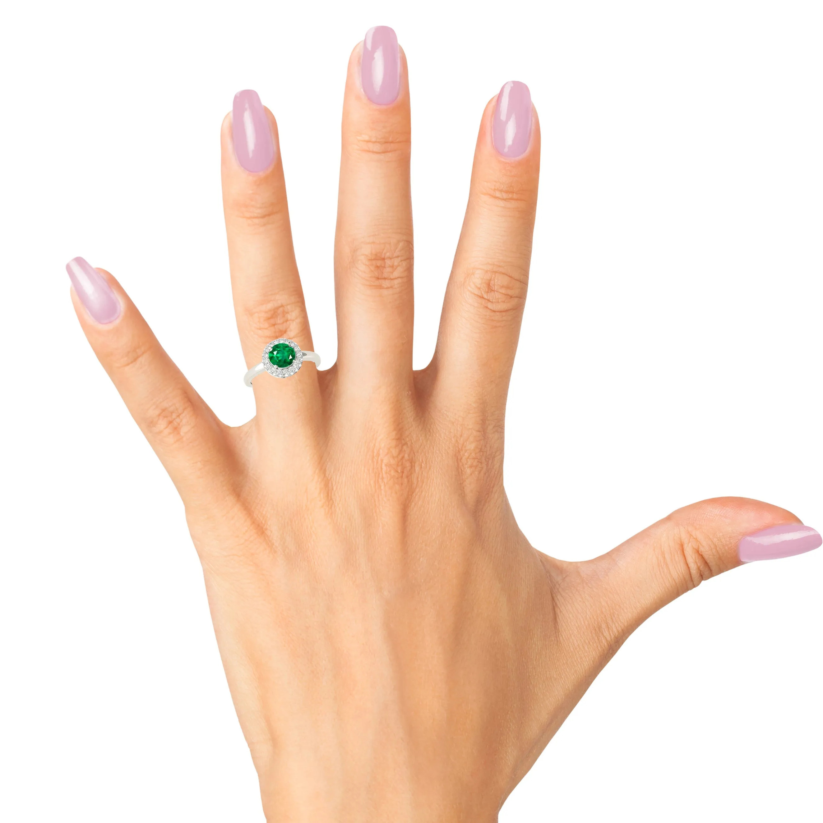 1.15 ct. Genuine Emerald Ring with 3D Halo And Solitaire Shank