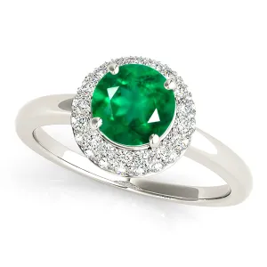 1.15 ct. Genuine Emerald Ring with 3D Halo And Solitaire Shank