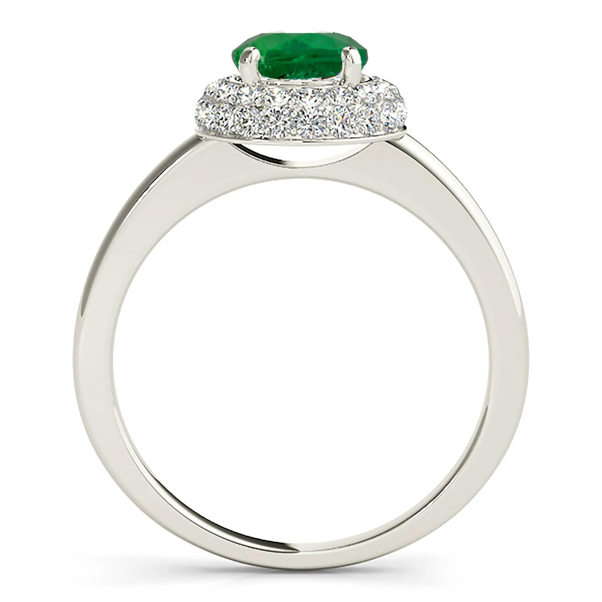 1.15 ct. Genuine Emerald Ring with 3D Halo And Solitaire Shank