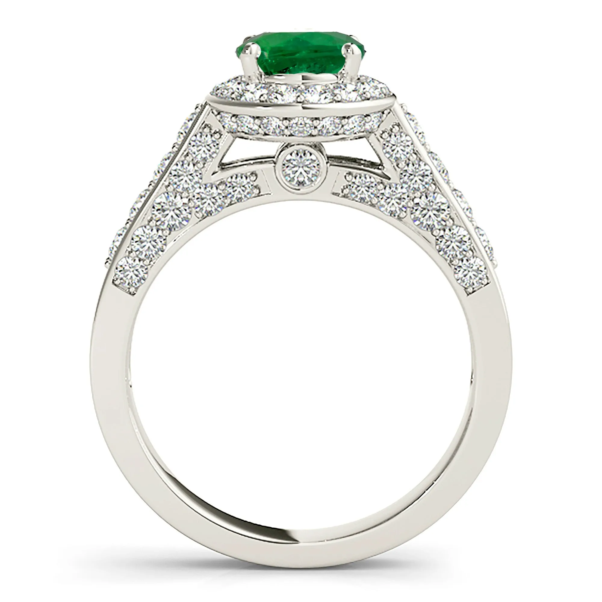 1.15 ct. Genuine Emerald Ring With Diamond Wrap Around Halo