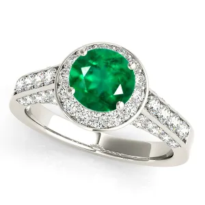 1.15 ct. Genuine Emerald Ring With Diamond Wrap Around Halo