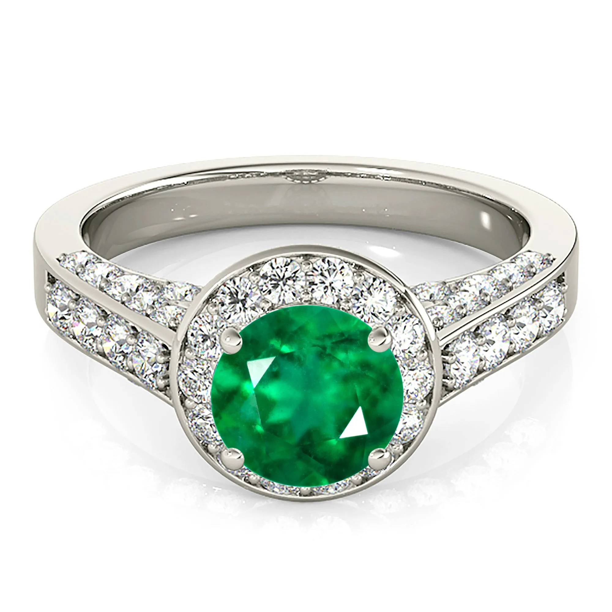 1.15 ct. Genuine Emerald Ring With Diamond Wrap Around Halo