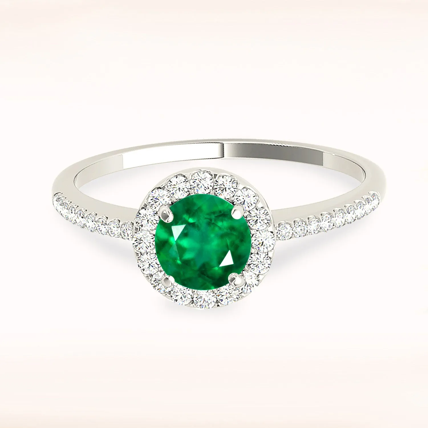 1.15 ct. Genuine Emerald Ring with Halo And Delicate Diamond band