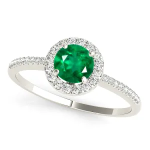 1.15 ct. Genuine Emerald Ring with Halo And Delicate Diamond band