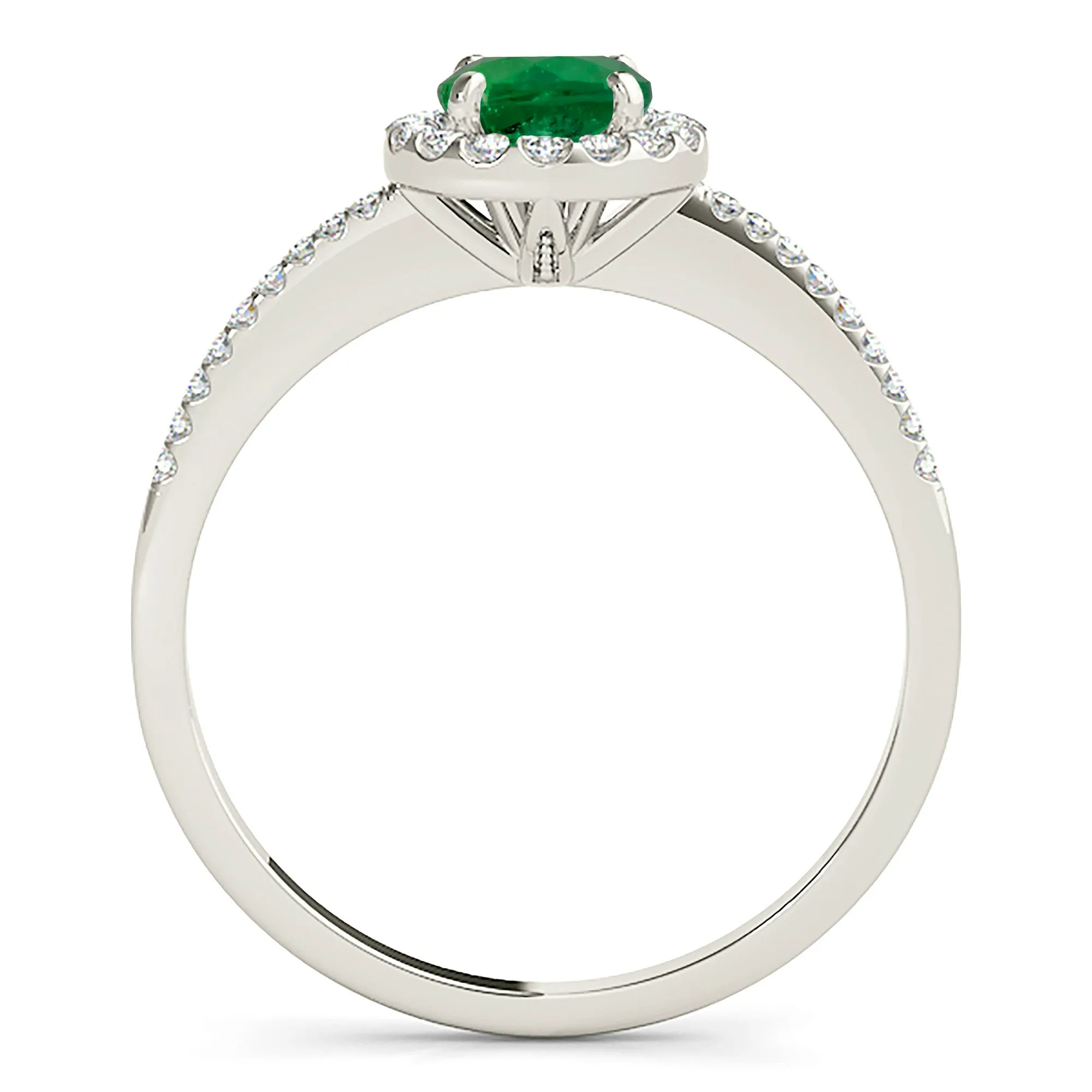 1.15 ct. Genuine Emerald Ring with Halo And Delicate Diamond band
