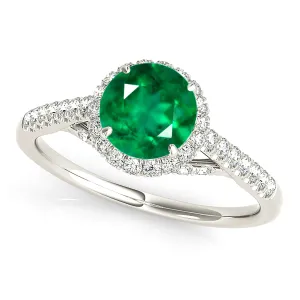 1.15 ct. Genuine Emerald Ring With Halo And Fancy Diamond Band
