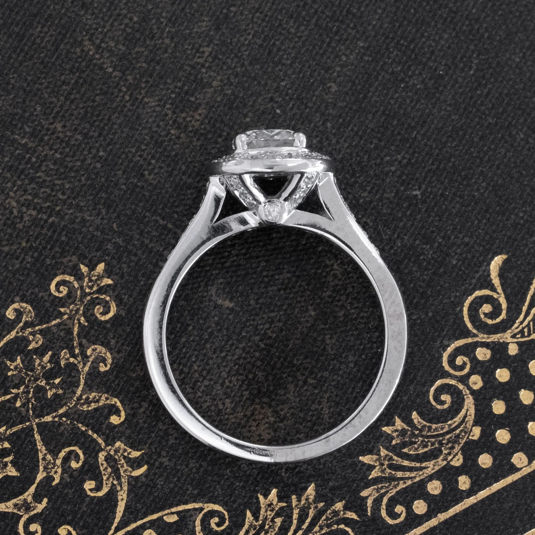 1.22ctw Cushion Cut Diamond Halo Ring