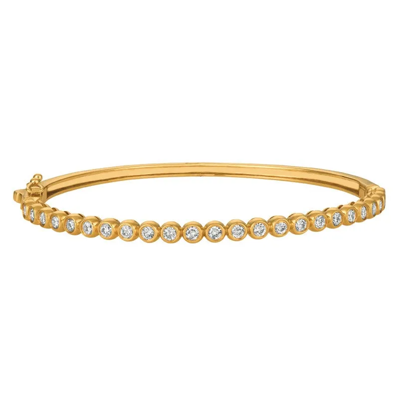 1.25 Carat Natural Diamond Bezel set Bangle Bracelet G-H SI 14K White Gold