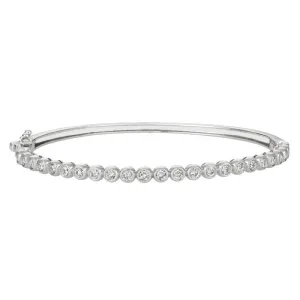 1.25 Carat Natural Diamond Bezel set Bangle Bracelet G-H SI 14K White Gold