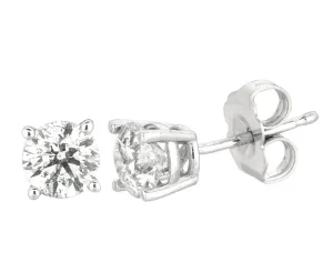1.25 Carat Natural Diamond Stud Earrings G SI 14K White Gold