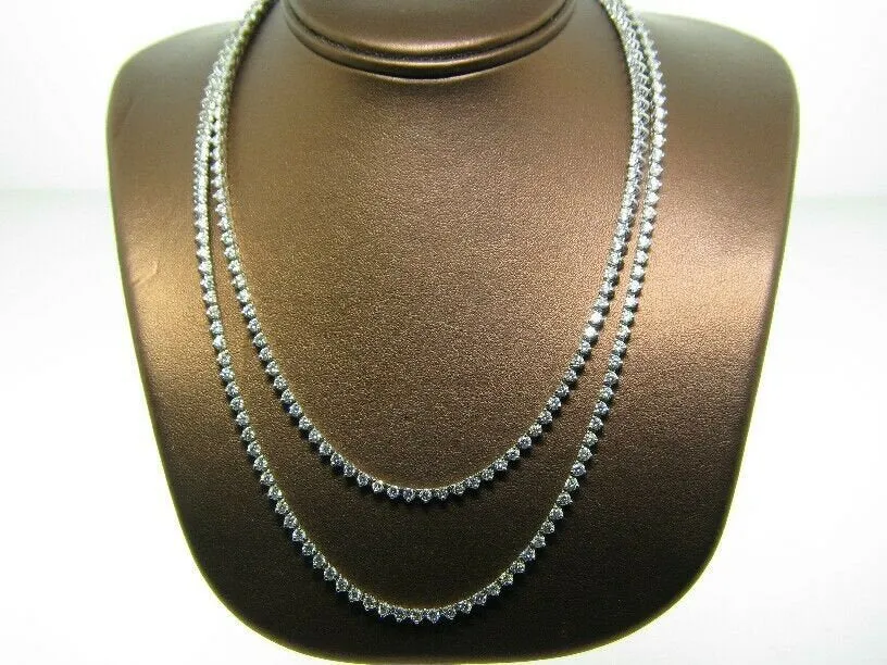 14.16 CT Natural Diamond Necklace 3 Prong G SI 36'' 289 stones 34.2 gr 14K W G