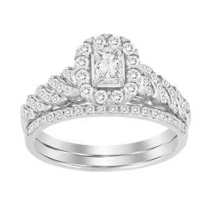 14K 1.00ct Diamond Solitaire Emerald-Ring